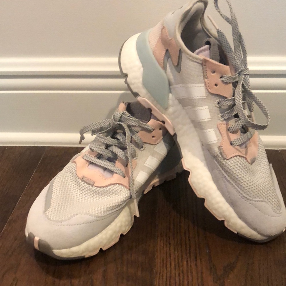 Adidas “Dad”  sneakers.  Gray pink and white.